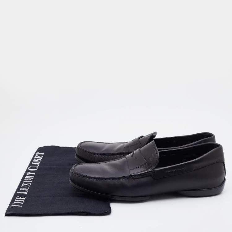 Pre Owned Tod's Black Leather Driving Penny Loafers Size 40