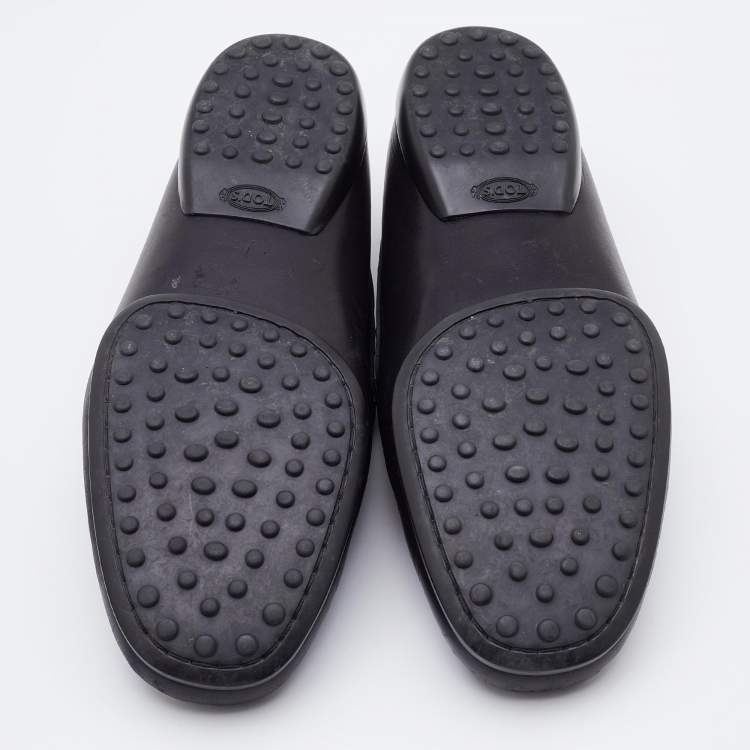 Pre Owned Tod's Black Leather Driving Penny Loafers Size 40