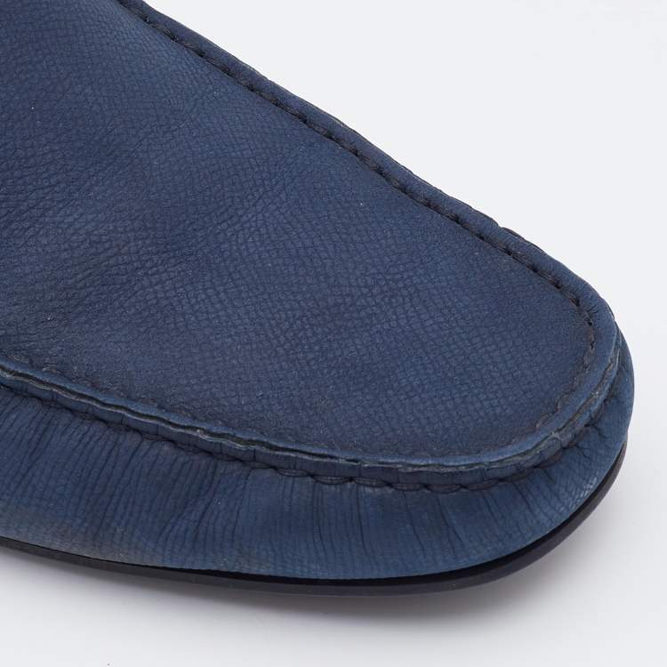 Pre Owned Tod's Blue Leather Driving Loafers Size 40