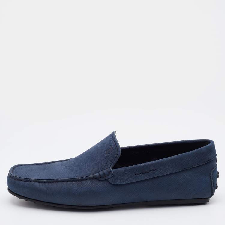 Pre Owned Tod's Blue Leather Driving Loafers Size 40