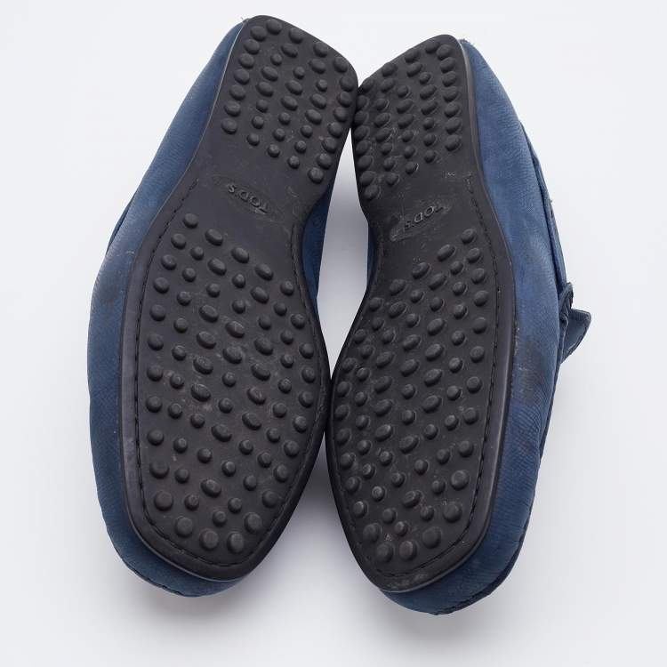 Pre Owned Tod's Blue Leather Driving Loafers Size 40