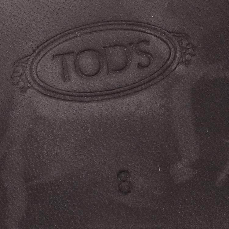Pre Owned Tod's Black Velvet and Leather Double T Slip On Loafers Size 42