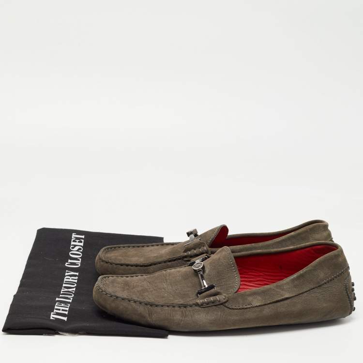 Pre Owned Tods Grey Nubuck Gommino Double T Driving Loafers Size 43