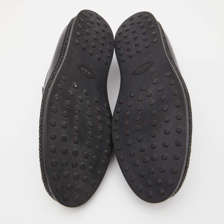 Pre Owned Tod's Black Leather Slip On Loafers Size 42