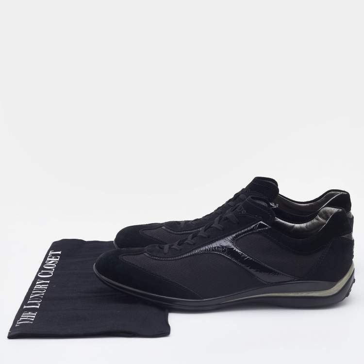 Pre Owned Tods Black Suede, Patent Leather and Mesh Low Top Sneakers Size 44
