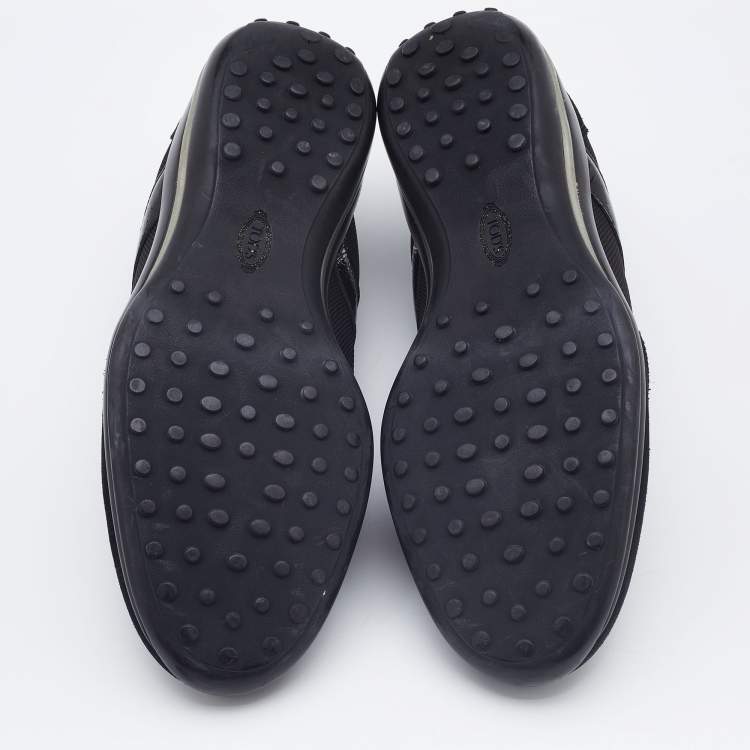 Pre Owned Tods Black Suede, Patent Leather and Mesh Low Top Sneakers Size 44