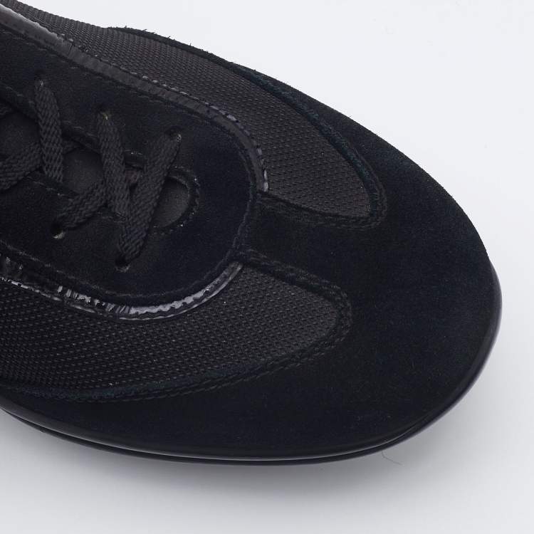 Pre Owned Tods Black Suede, Patent Leather and Mesh Low Top Sneakers Size 44