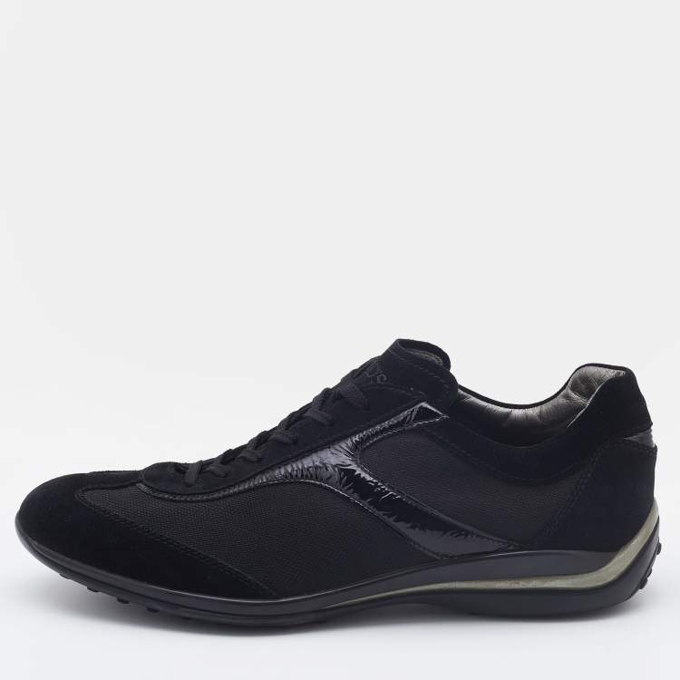 Pre Owned Tods Black Suede, Patent Leather and Mesh Low Top Sneakers Size 44