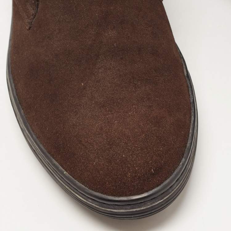 Pre Owned Tod's Brown Suede Lace Up Boots Size 42 