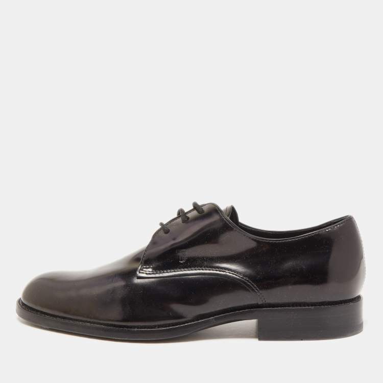 Pre Owned Tod's Black Patent Leather Lace Up Derby Size 43