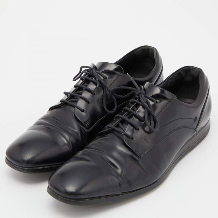 Pre Owned Tod's Black Leather Lace Up Derby Size 41.5