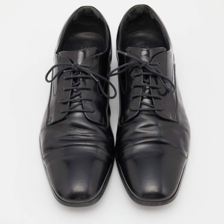 Pre Owned Tod's Black Leather Lace Up Derby Size 41.5