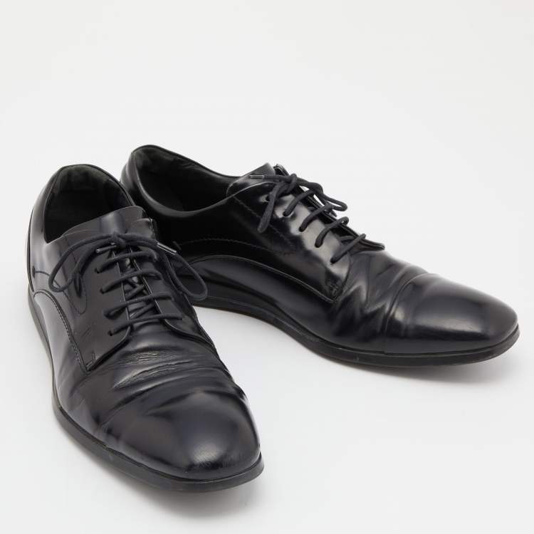 Pre Owned Tod's Black Leather Lace Up Derby Size 41.5