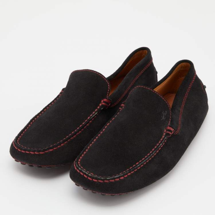 Pre Owned Tod's For Ferrari Black Suede Slip On Loafers Size 40