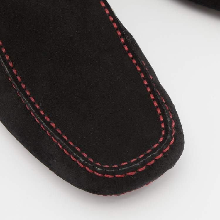 Pre Owned Tod's For Ferrari Black Suede Slip On Loafers Size 40