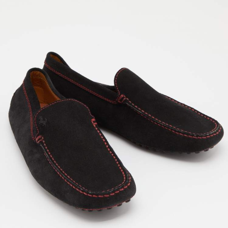 Pre Owned Tod's For Ferrari Black Suede Slip On Loafers Size 40