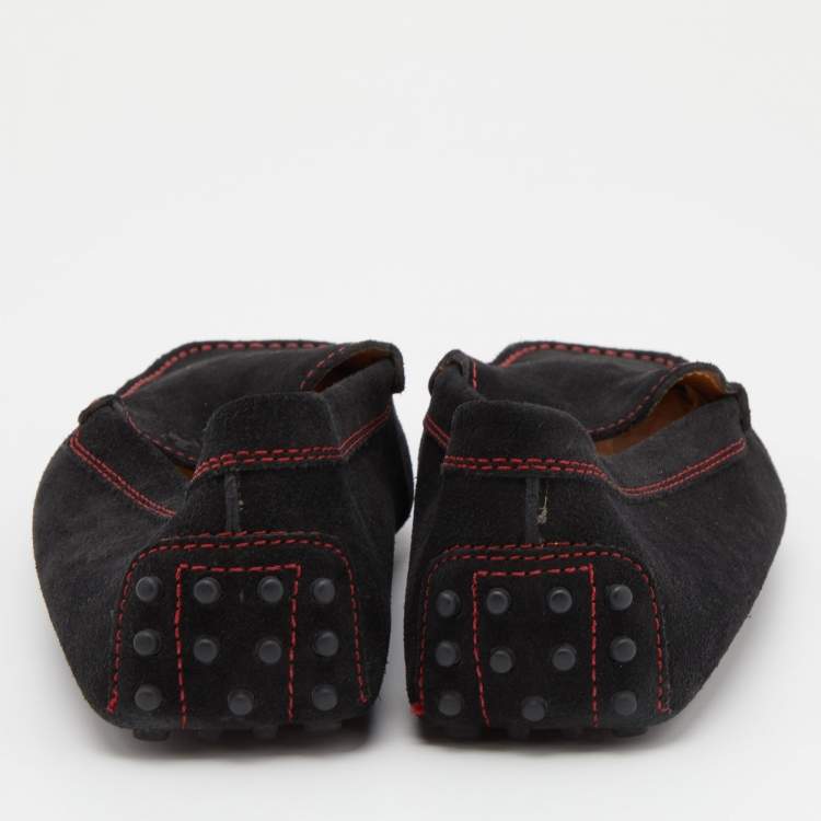 Pre Owned Tod's For Ferrari Black Suede Slip On Loafers Size 40