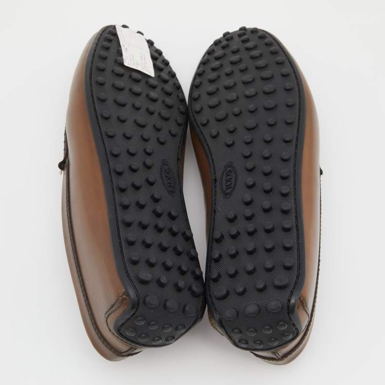 Pre Owned Tod's Brown Leather Driver Loafers Size 44