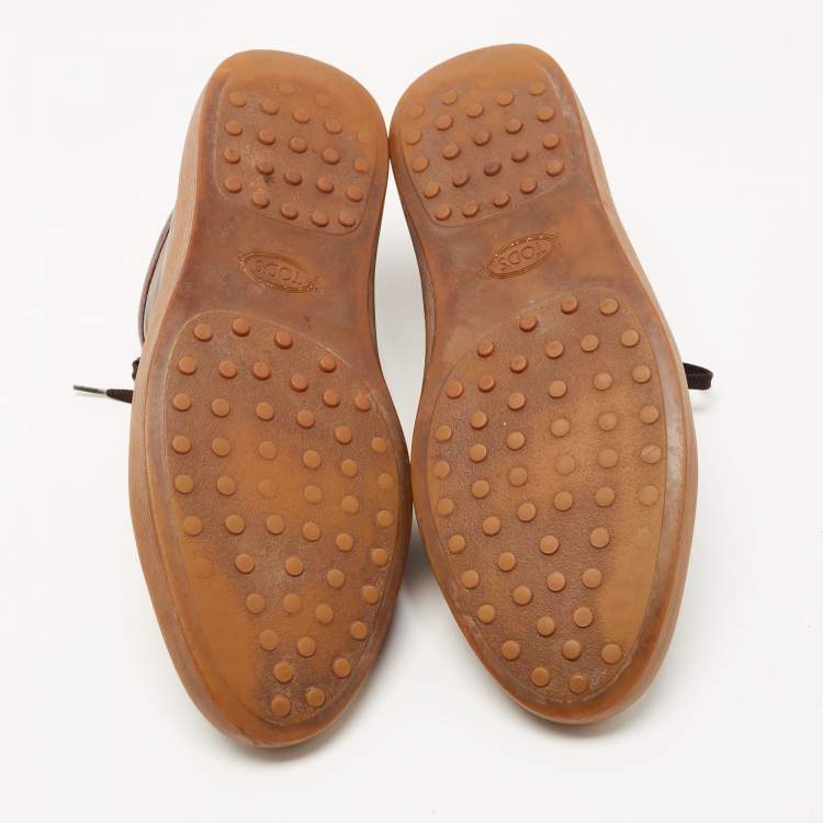 Pre Owned Tod's Brown Leather Lace Up Sneakers Size 43