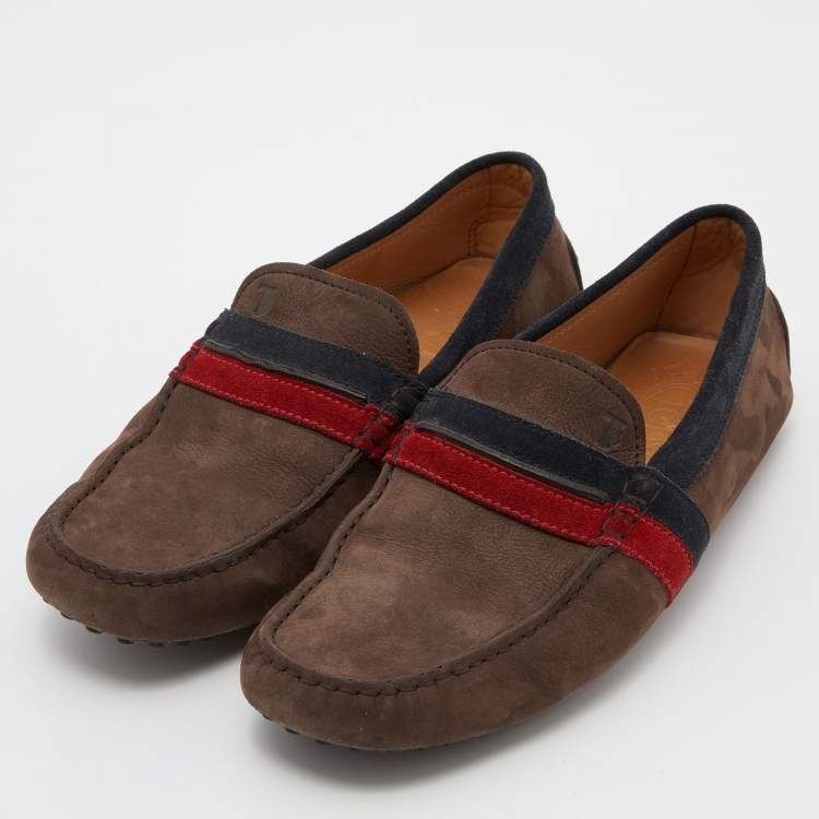 Pre Owned Tod's Brown Suede Slip On Loafers Size 41