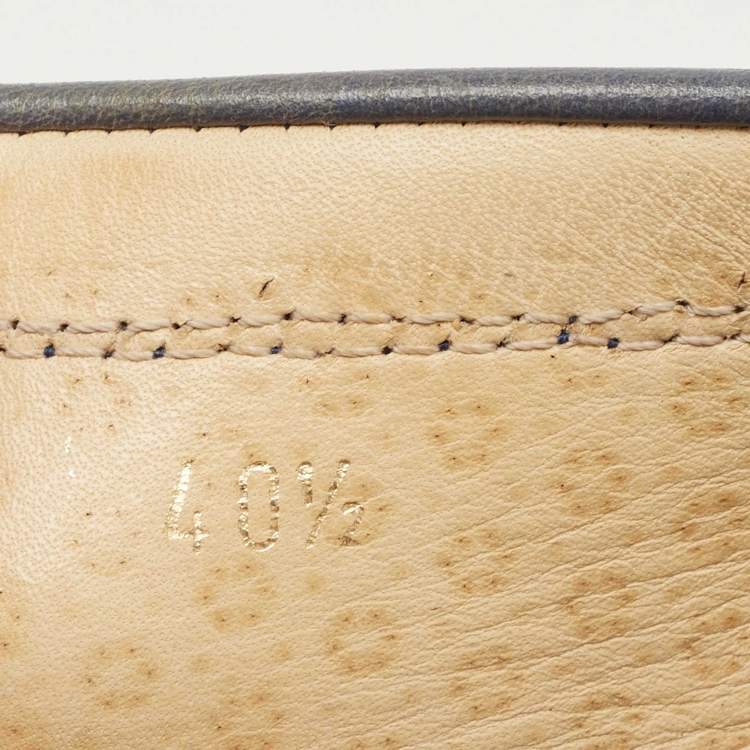 Pre Owned Tod's Blue Textured Leather Penny Slip On Loafers Size 40.5