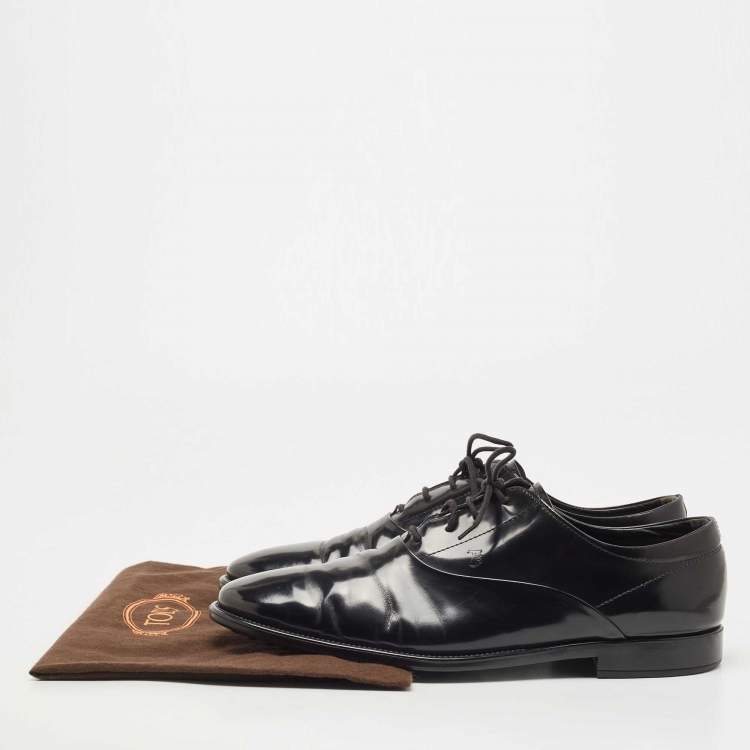 Pre Owned Tod's Black Leather Lace Up Oxford Size 43