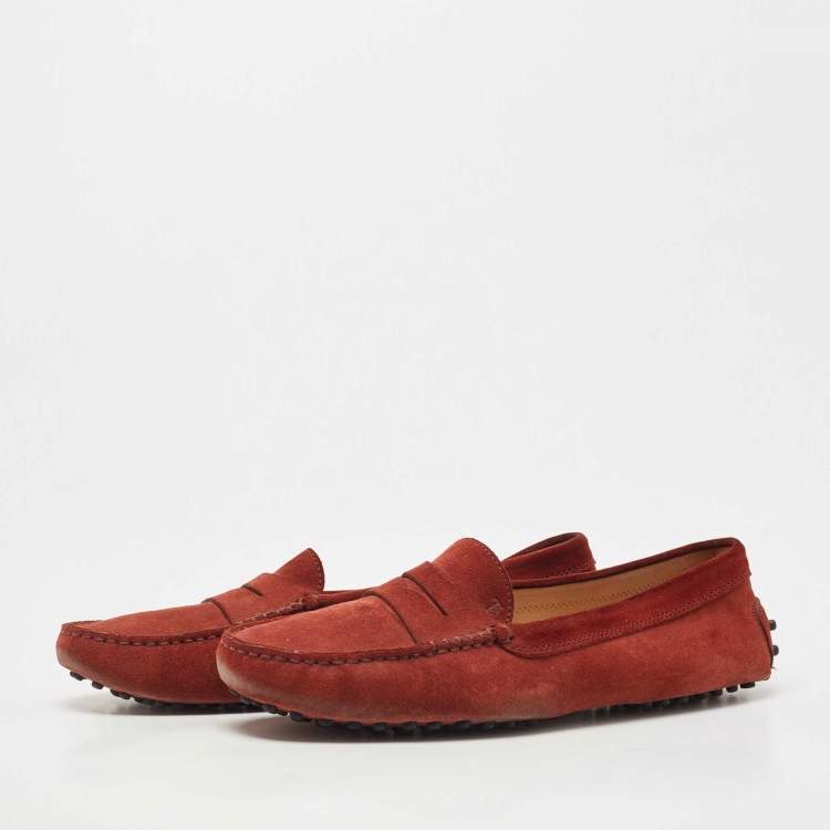 Pre Owned Tod's Brown Suede Penny Slip On Loafers Size 41