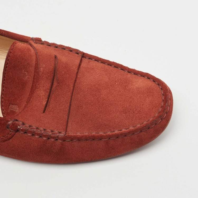 Pre Owned Tod's Brown Suede Penny Slip On Loafers Size 41