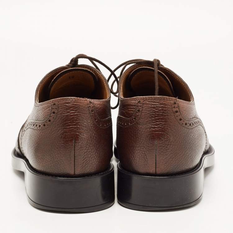 Pre Owned Tod's Leather Brown Brogue Leather Lace Up Derby Size 44.5