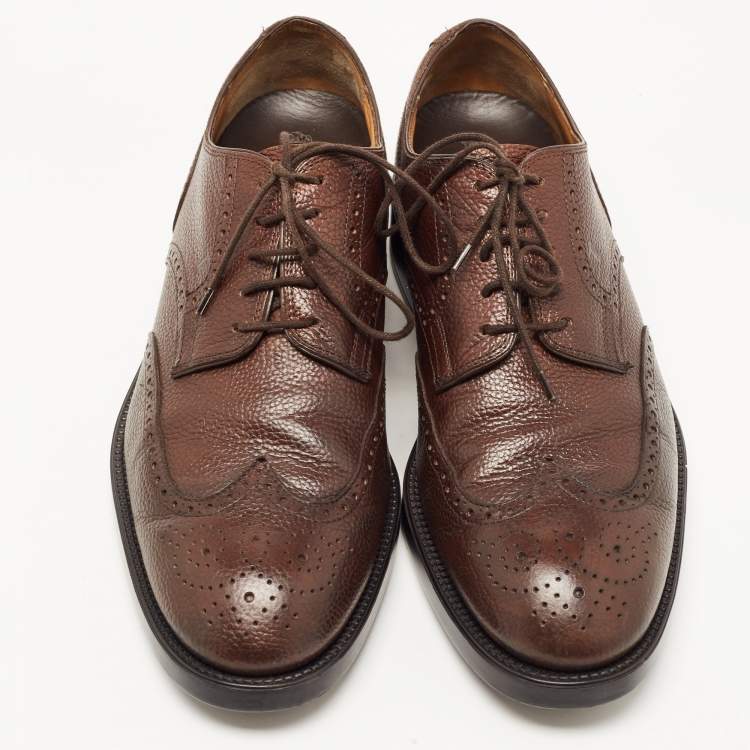 Pre Owned Tod's Leather Brown Brogue Leather Lace Up Derby Size 44.5