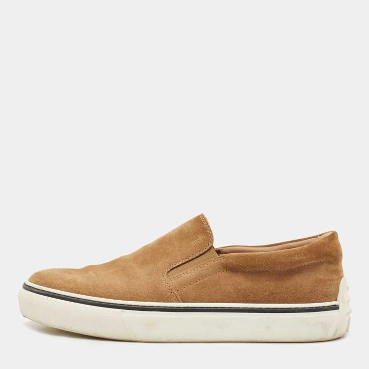 Pre Owned Tod's Brown Suede Slip On Sneakers Size 42 