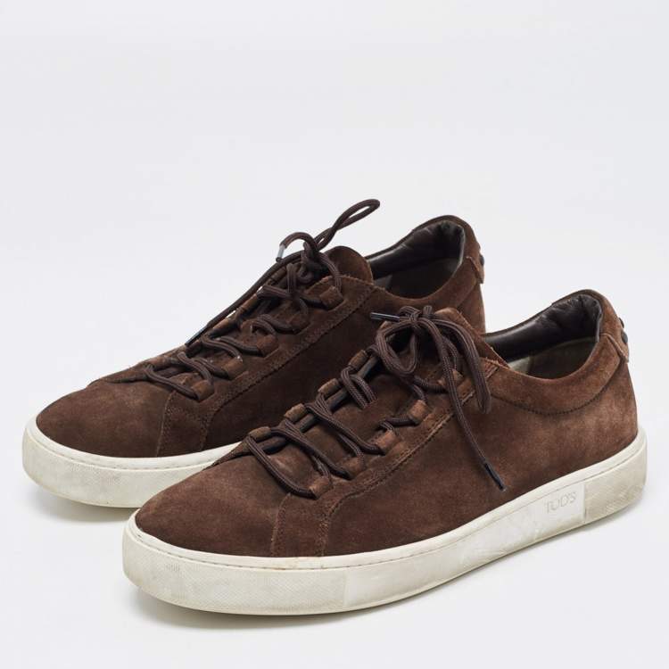 Pre Owned Tod's Brown Suede Low Top Sneakers Size 41