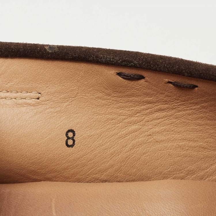 مملوكة مسبقًا Tod's Navy Blue/Brown Suede Gommino Loafers Size 42