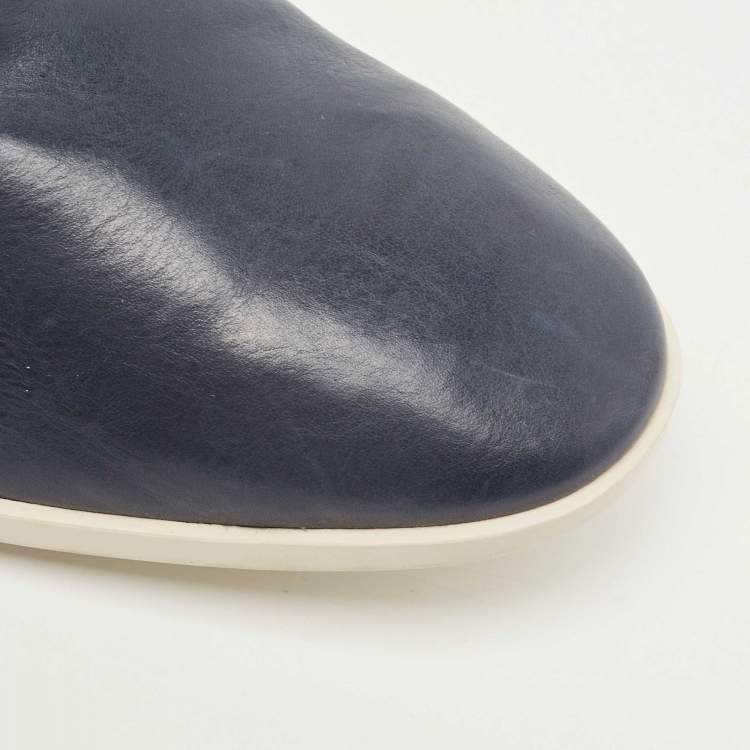 Pre Owned Tod's Navy Blue Leather High Top Sneaker Boots Size 44