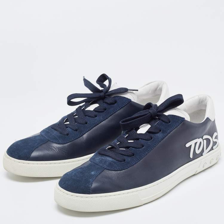 Pre Owned Tod's Blue Leather Low Top Sneakers Size 44
