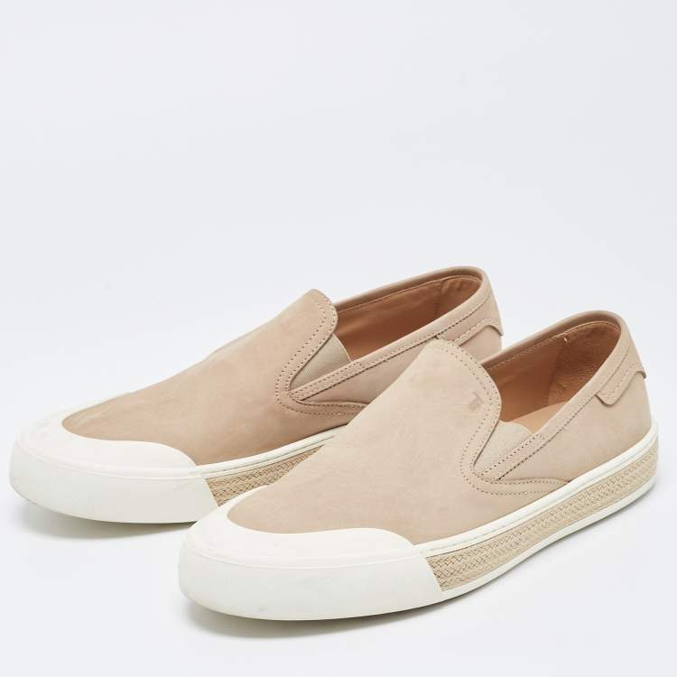 Pre Owned Tod's Brown Nubuck Leather Slip on Espadrille Loafers Size 43