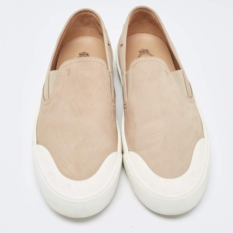 Pre Owned Tod's Brown Nubuck Leather Slip on Espadrille Loafers Size 43