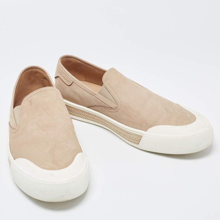 Pre Owned Tod's Brown Nubuck Leather Slip on Espadrille Loafers Size 43