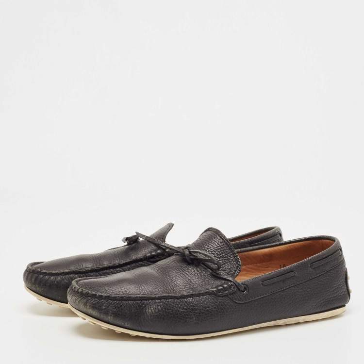Pre Owned Tod's Black Leather Gommino Loafers  Size 44.5
