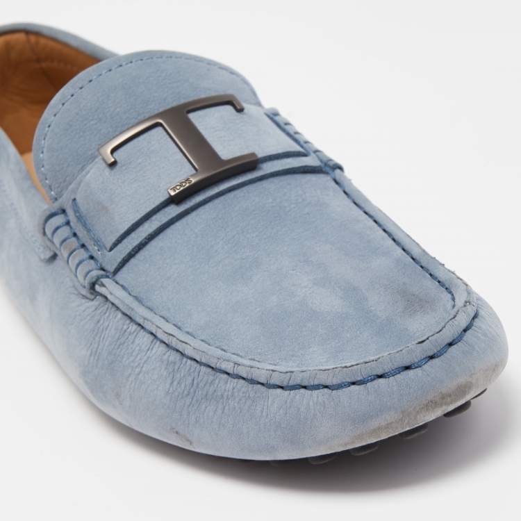 مملوكة مسبقًا Tod's Blue Nubuck Leather Slip On Loafers Size  41