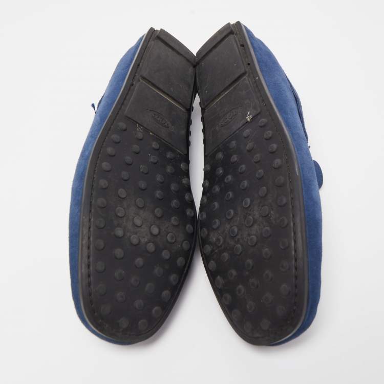 Pre Owned Tod's Blue Suede Penny Loafers Size 41
