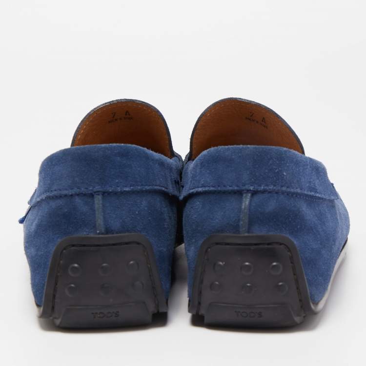 Pre Owned Tod's Blue Suede Penny Loafers Size 41