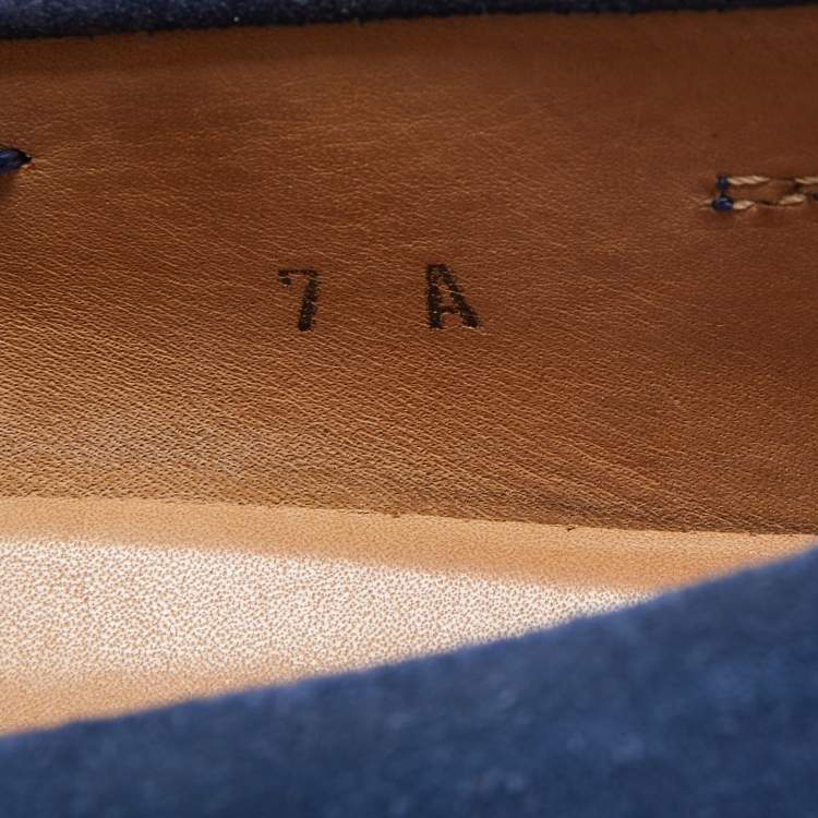Pre Owned Tod's Blue Suede Penny Loafers Size 41