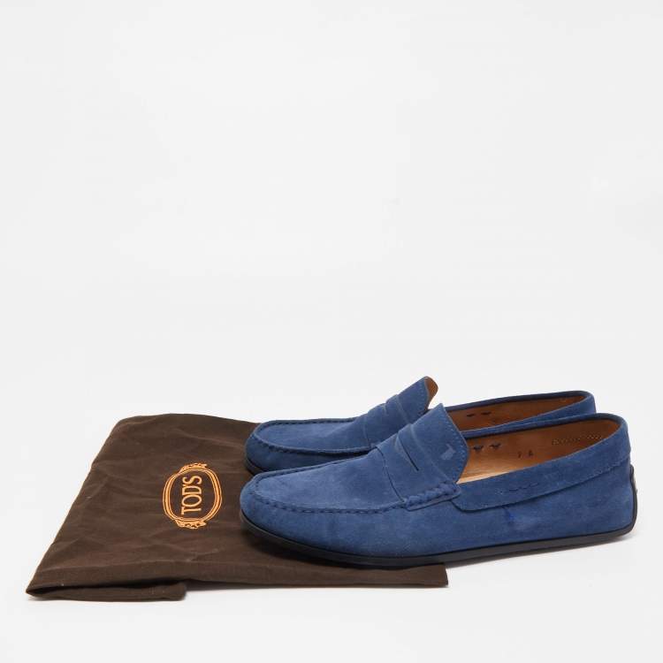 Pre Owned Tod's Blue Suede Penny Loafers Size 41