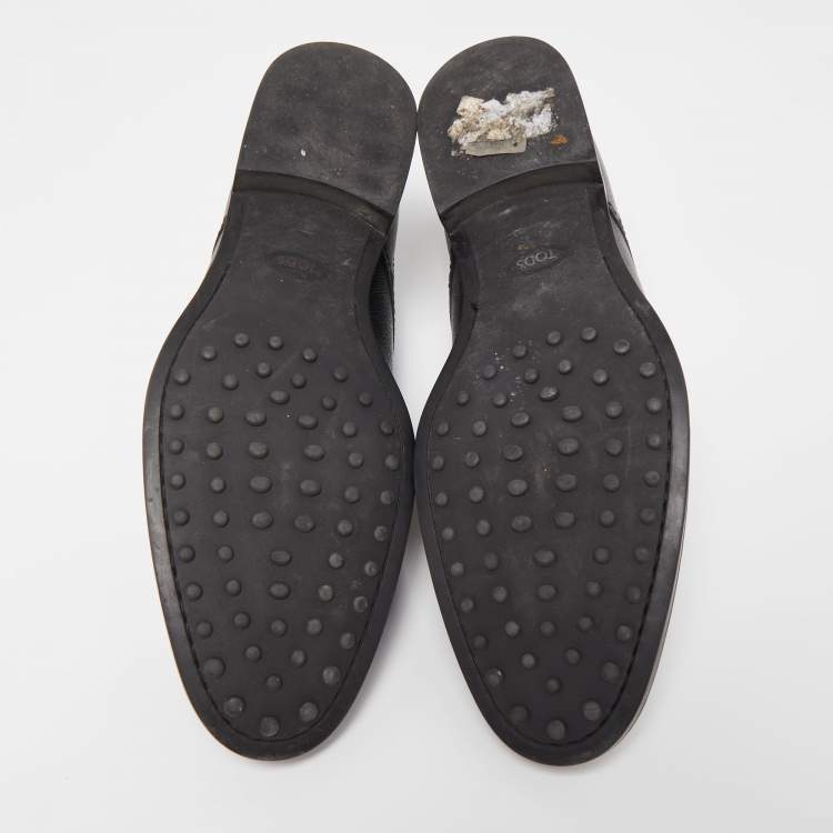 Pre Owned Tod's Black Textured Leather Lace Up Derby Size 42