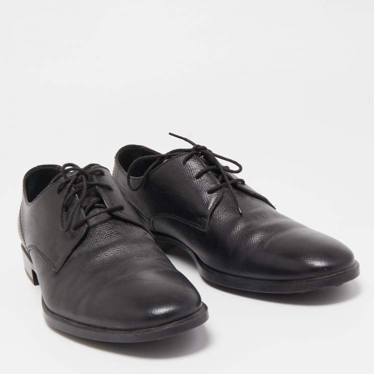 Pre Owned Tod's Black Textured Leather Lace Up Derby Size 42