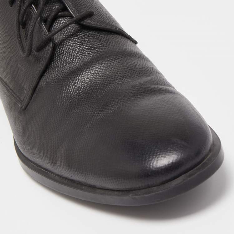 Pre Owned Tod's Black Textured Leather Lace Up Derby Size 42