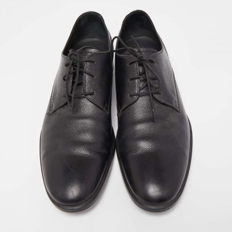 Pre Owned Tod's Black Textured Leather Lace Up Derby Size 42