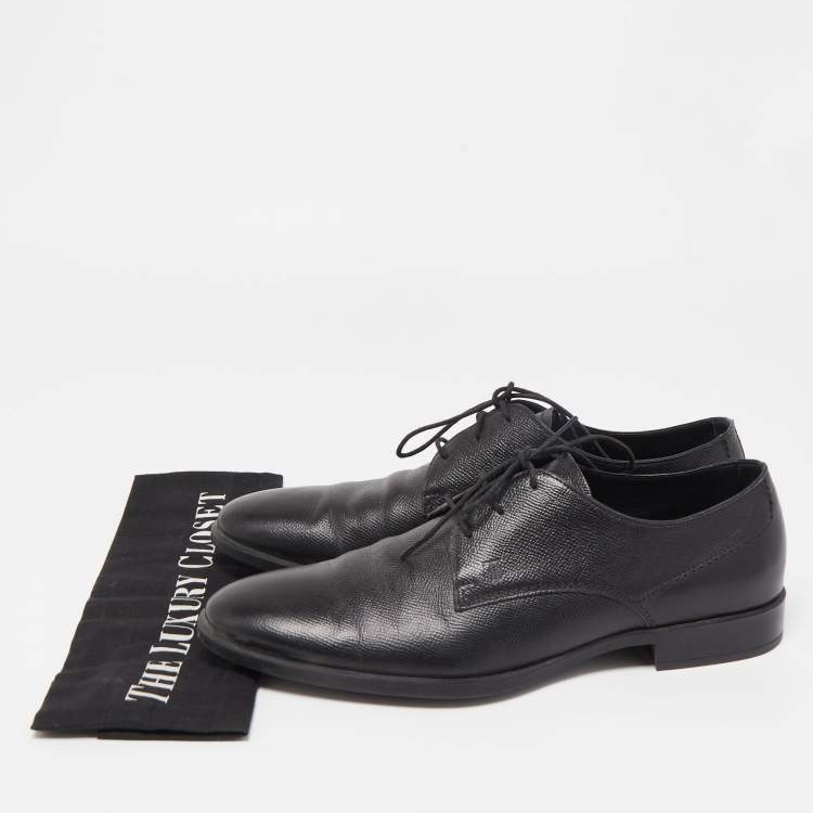 Pre Owned Tod's Black Textured Leather Lace Up Derby Size 42