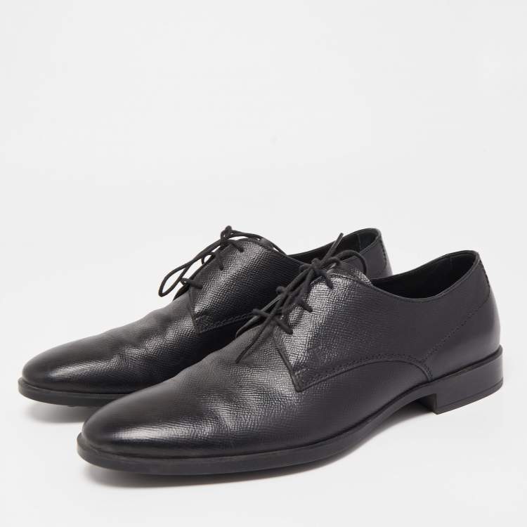 Pre Owned Tod's Black Textured Leather Lace Up Derby Size 42